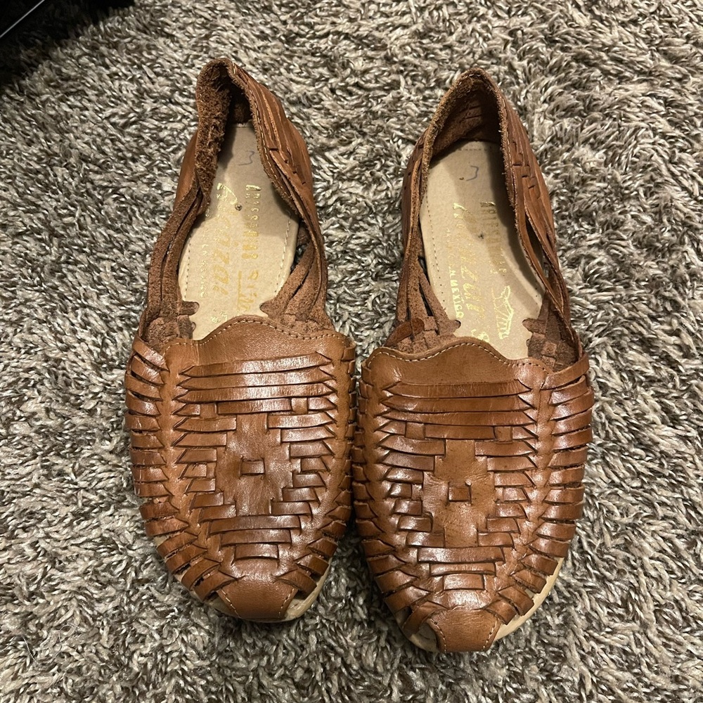 Huarache Sandal Leather Brown kids size 3 Made in Mexico
